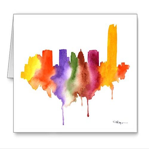 DJ Rogers Fine Art Oklahoma City skyline - Set of 10 Note Cards With Envelopes