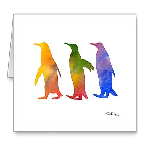 DJ Rogers Fine Art Penguins - Set of 10 Note Cards With Envelopes