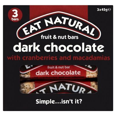 Eat Natural Dark Chocolate with Cranberries & Macadamias Bars (3x45g) - Pack of 2