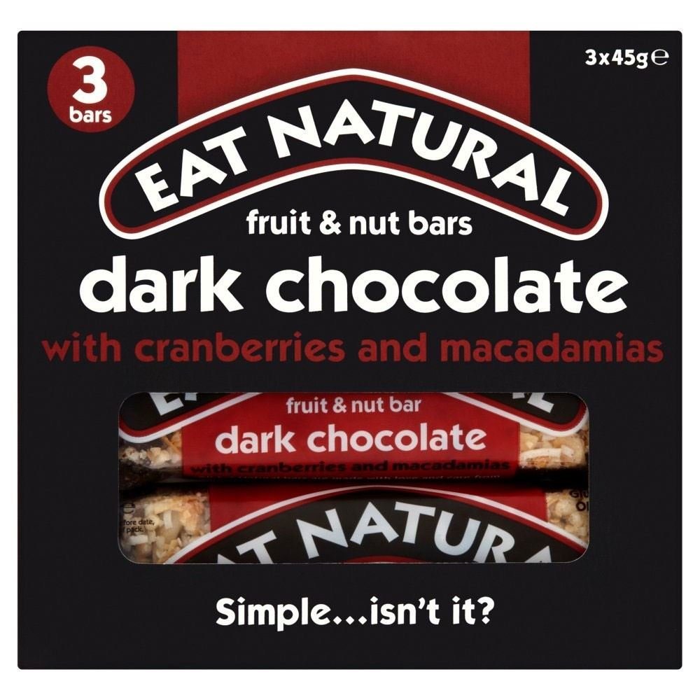 Eat Natural Dark Chocolate with Cranberries & Macadamias Bars (3x45g) - Pack of 2