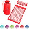 #DoYourFitness Acupressure Mat and Pillow Set - Relieves Stress, Back, Neck, and Sciatic Pain - Comes with a Vinyl Carry Bag for Storage and Travel - Red view 1