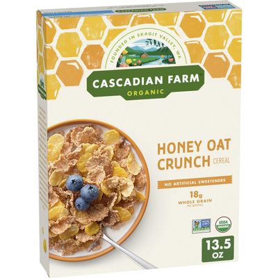 Cascadian Farm Honey Oat Crunch Organic Cereal, Made with Whole Grain, 13.5 oz