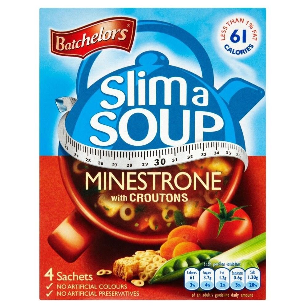 Batchelors Slim a Soup Minestrone with Croutons (4 per pack - 61g) - Pack of 2