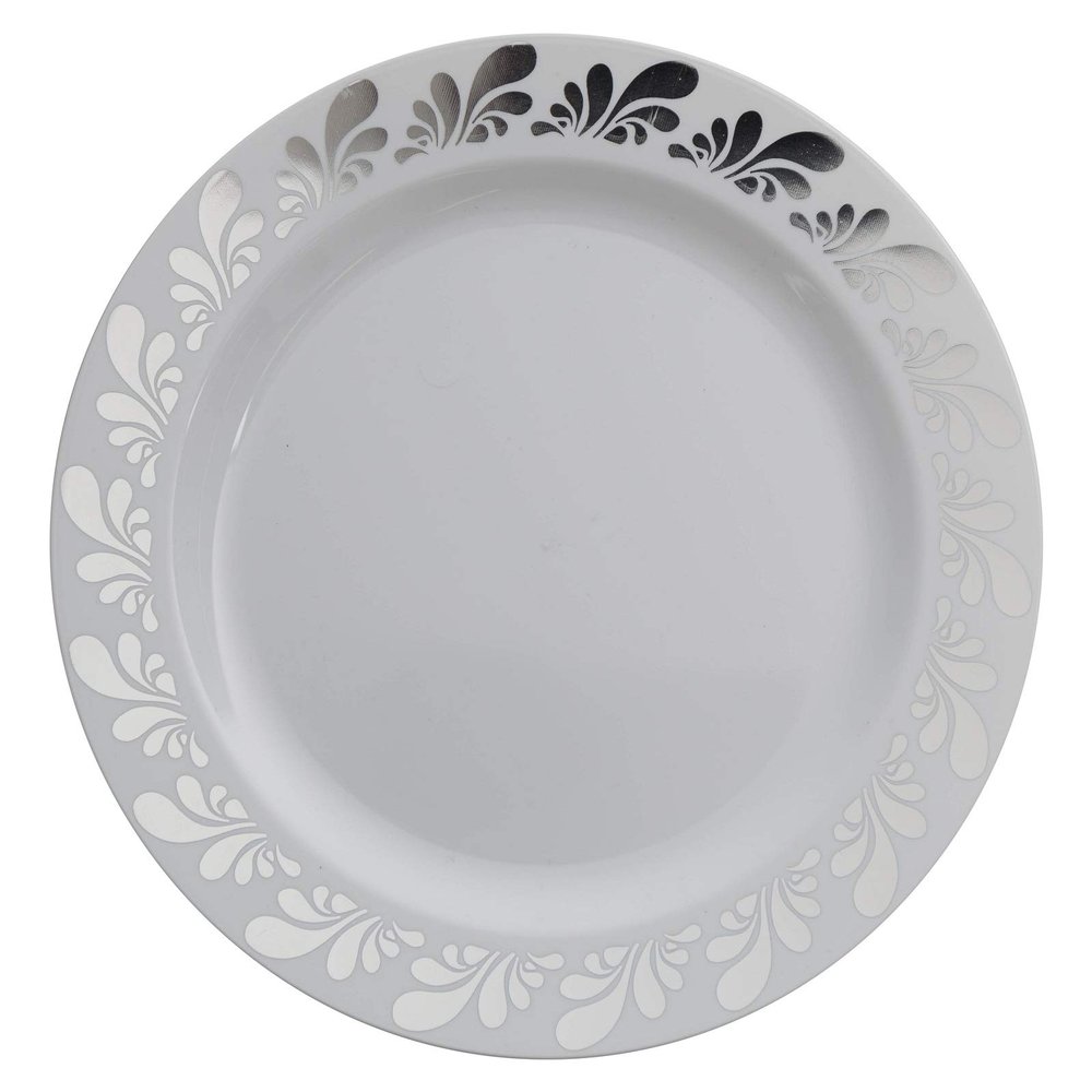 14 oz Silver Splash Design Soup Premium Plastic Wedding Bowls (40 Pack) China-Like