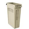 Rubbermaid 354060BG Slim Jim Receptacle w/Venting Channels, Rectangular, Plastic, 23gal, Beige view 1