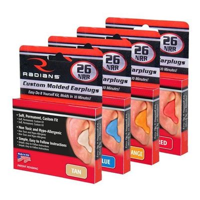 Radians Custom Molded Earplugs LOT of 4 Tan,Red,Blue,Orange