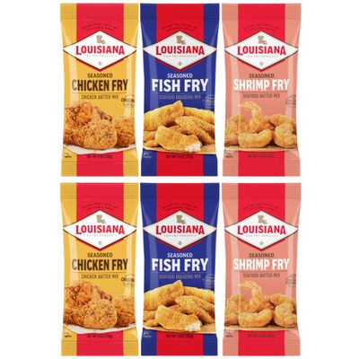 Louisiana Fish Fry Products Seasoned Fry Variety Mix - 2 of Each Flavor - Pack of 6 - Southern Flavor for Any Dish