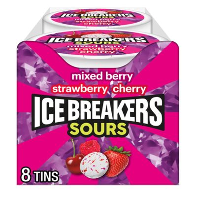 Ice Breakers Sours Strawberry-Mixed Berry and Cherry 1.5 Oz Containers (Pack Of 8), 1.5 Ounce