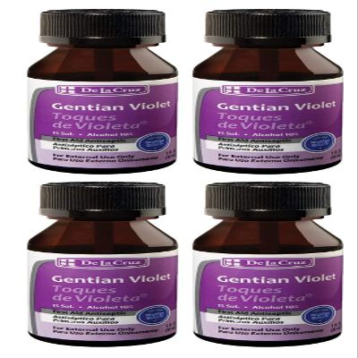 De La Cruz Gentian Violet - Violeta de Genciana 1% First Aid Antiseptic for cuts, scrapes and Burns, 1 FL OZ (4 Bottles)