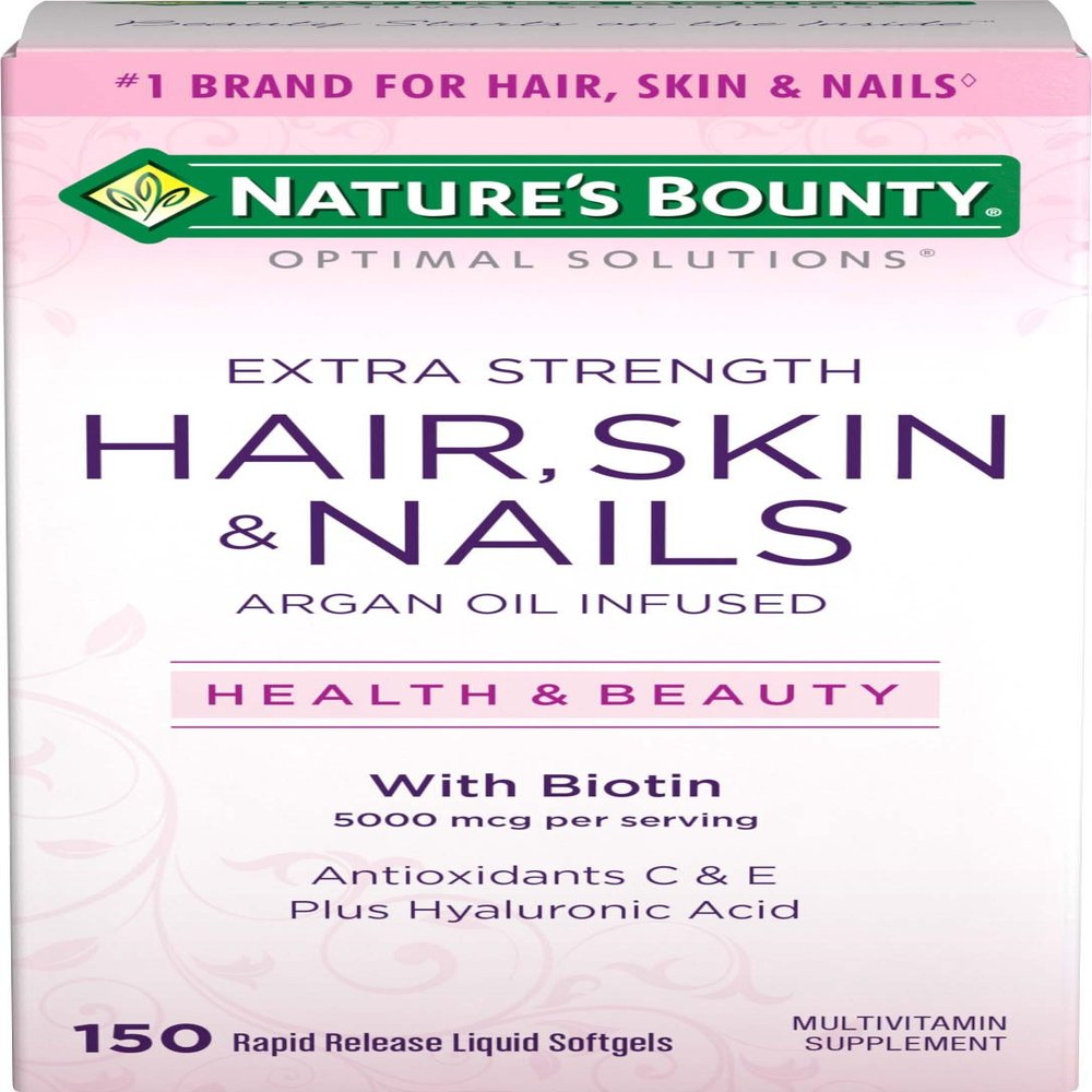 Nature's Bounty Optimal Solutions Hair Skin & Nails Extra Strength Softgels, 150 Count