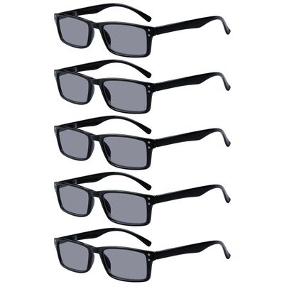 Eyekepper Spring Hinge 5-pack Retro Style Reading Glasses Sunshine Readers Grey Lens