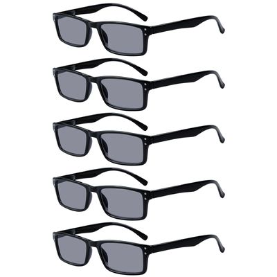 Eyekepper Spring Hinge 5-pack Retro Style Reading Glasses Sunshine Readers Grey Lens
