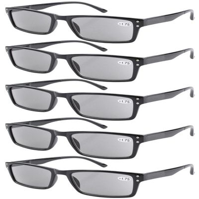 Eyekepper Spring Hinge 5-pack Retro Style Reading Glasses Sunshine Readers Grey Lens
