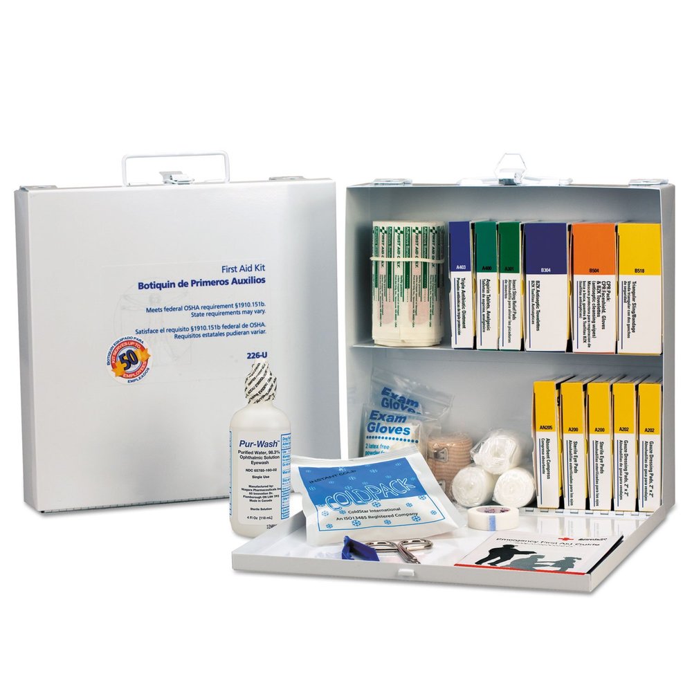 FAO226U United STATIONERS (OP) OSHA Compliant First AID KIT Metal CS 196PC for