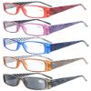 Eyekepper 5-Pack Spring Hinges Polka Dots Patterned Temples Rectangular Reading Glasses Sunshine Readers +1.25 view 1