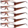 Eyekepper 5-Pack Spring Hinges Rectangular Reading Glasses Readers Brown +1.75 view 1