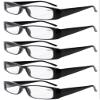 Eyekepper 5-Pack Spring Hinges Rectangular Reading Glasses Readers Black +1.25 view 1