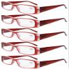 Eyekepper 5-Pack Spring Hinges Rectangular Reading Glasses Readers Red +2.5 view 1