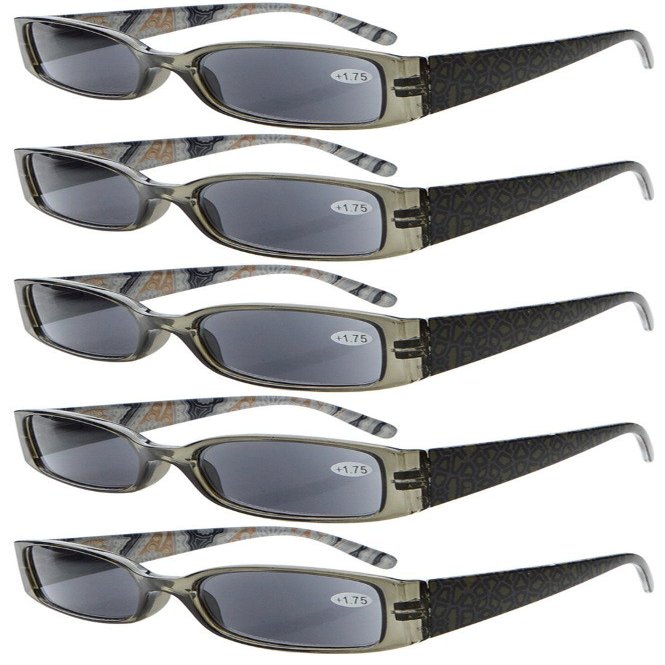 Eyekepper 5-Pack Spring Hinges Tiger Patterned Temples Reading Sunglasses Sunshine Readers Women