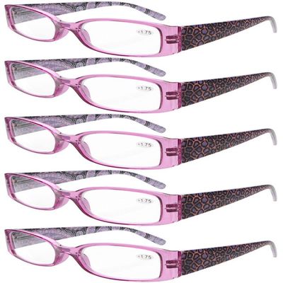 Eyekepper 5-Pack Spring Hinges Tiger Patterned Temples Reading Sunglasses Sunshine Readers Women
