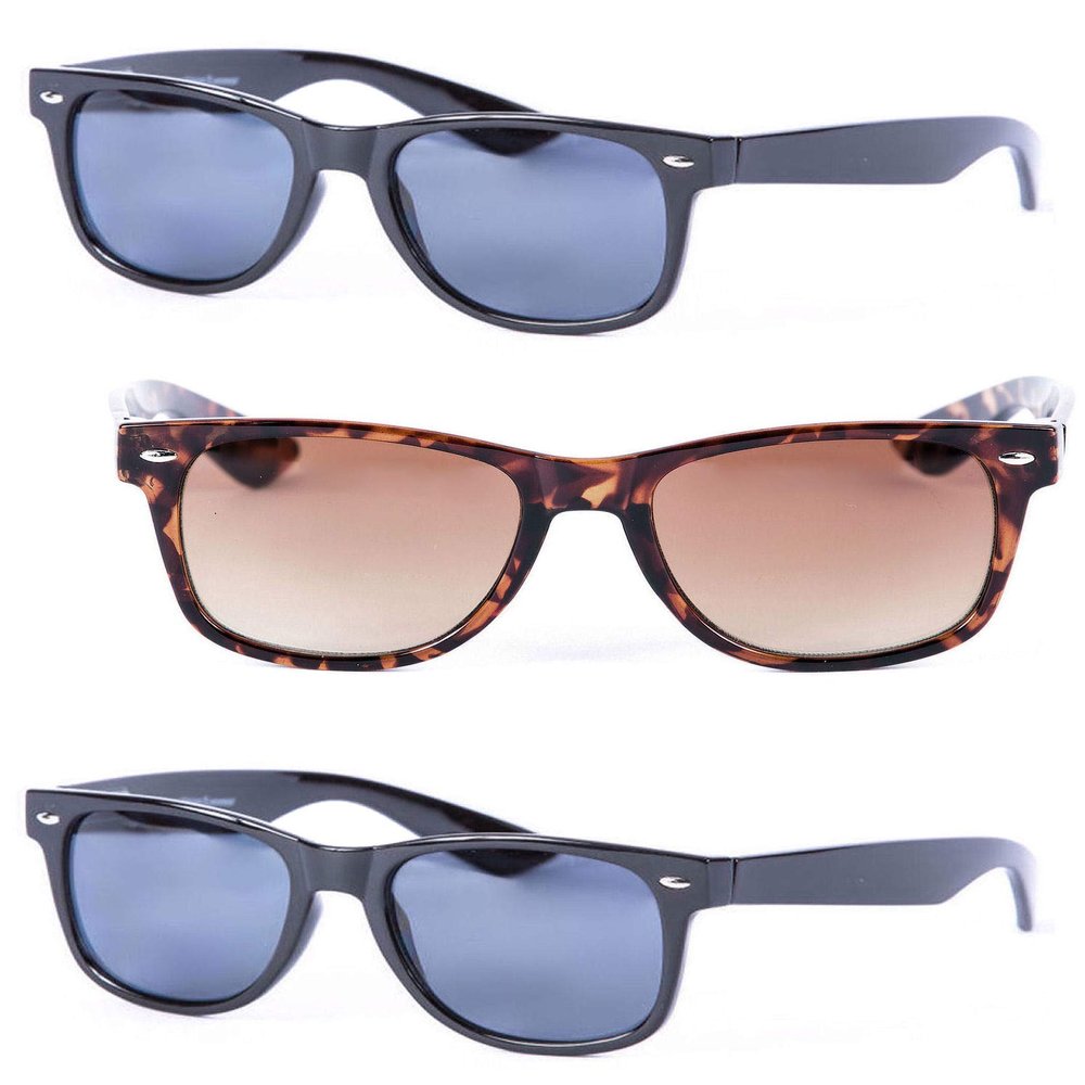 3 Pair of Unisex Reading Sunglasses - Full Frame Sun Readers (non bifocal) (Black/Tortoise, 1.0)