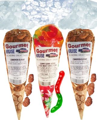 Almonds (2) Cinnamon Roasted (1) Worms Wild Fruit Assorted (NET WT 21 OZ) Gourmet Kruise Signature Gift Bags