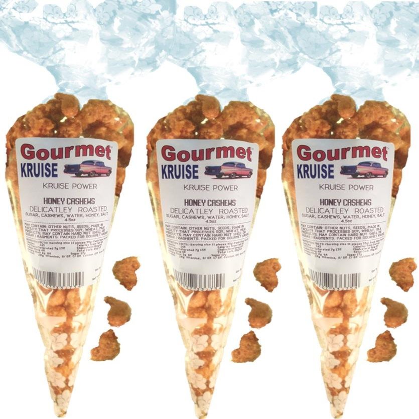 Cashews Honey Salted Roasted Delicately (3 Pack) (NET WT 13.5 OZ) Gourmet Kruise Signature Gift Bags