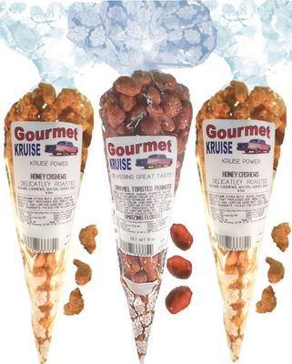 Cashews (2) Honey Salted Roasted Delicately (1) Caramel Toasted Peanuts (NET WT 17 OZ) Gourmet Kruise Signature Gift Bags