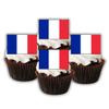 24 French Flag Edible Cupcake Toppers, France Flags, Edible Cake Decorations, Flags Of The World Cake Decor, Eurovision Party Decor, Paris Theme Patriotic Decorations view 1
