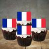 24 French Flag Edible Cupcake Toppers, France Flags, Edible Cake Decorations, Flags Of The World Cake Decor, Eurovision Party Decor, Paris Theme Patriotic Decorations view 2