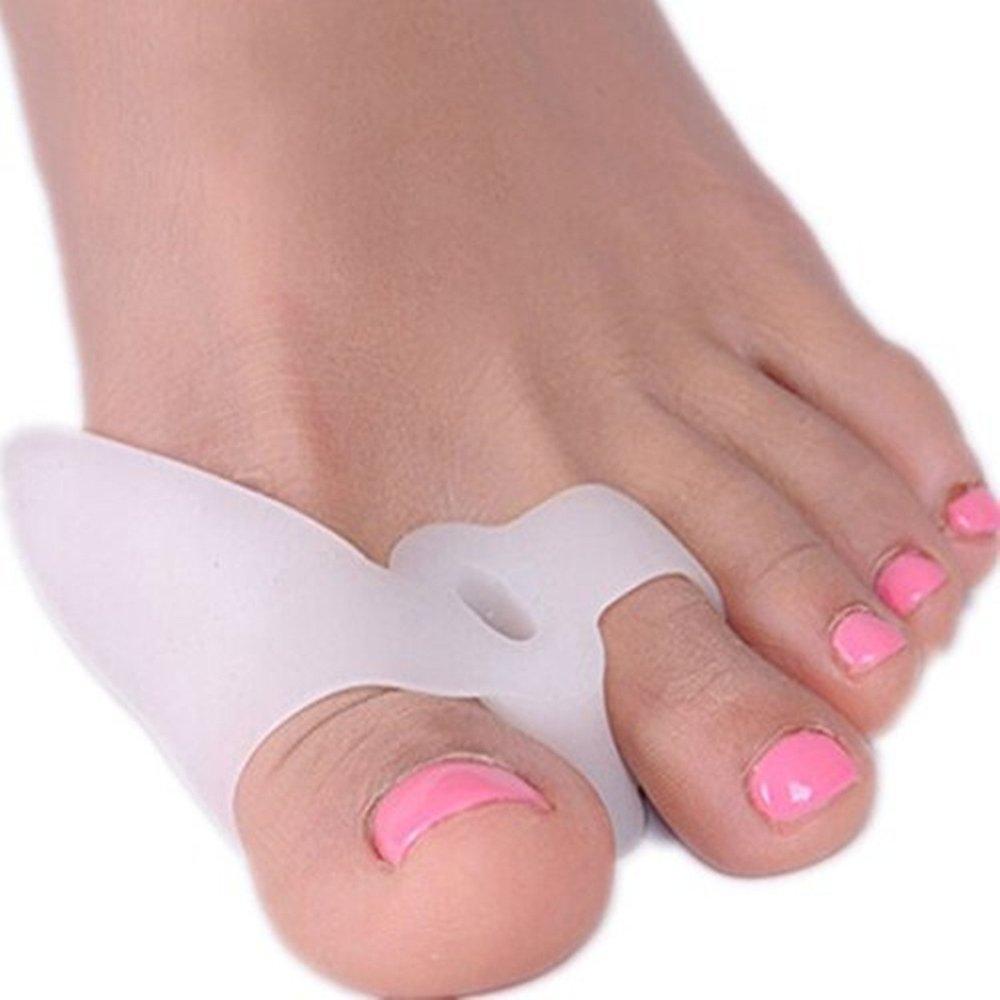 HealtheverydaySoft Silicone Hollow Hole Cushion Bunion Toes Protector Straightener Splint Pad Spreader Corrector Adjuster Separator Foot Pain Relief Unisex Upgraded 3rd Generation (White)