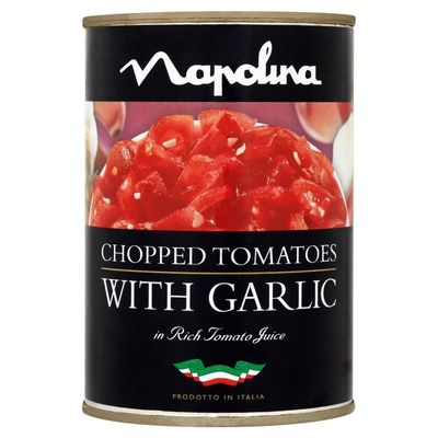 Napolina Chopped Tomatoes with Garlic in Tomato Juice (400g) - Pack of 6
