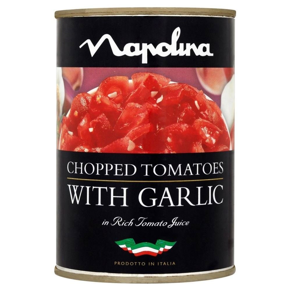 Napolina Chopped Tomatoes with Garlic in Tomato Juice (400g) - Pack of 6