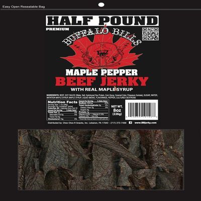 Buffalo Bills 8oz Premium Maple Pepper Beef Jerky Pieces (one half pound bag in random size pieces)