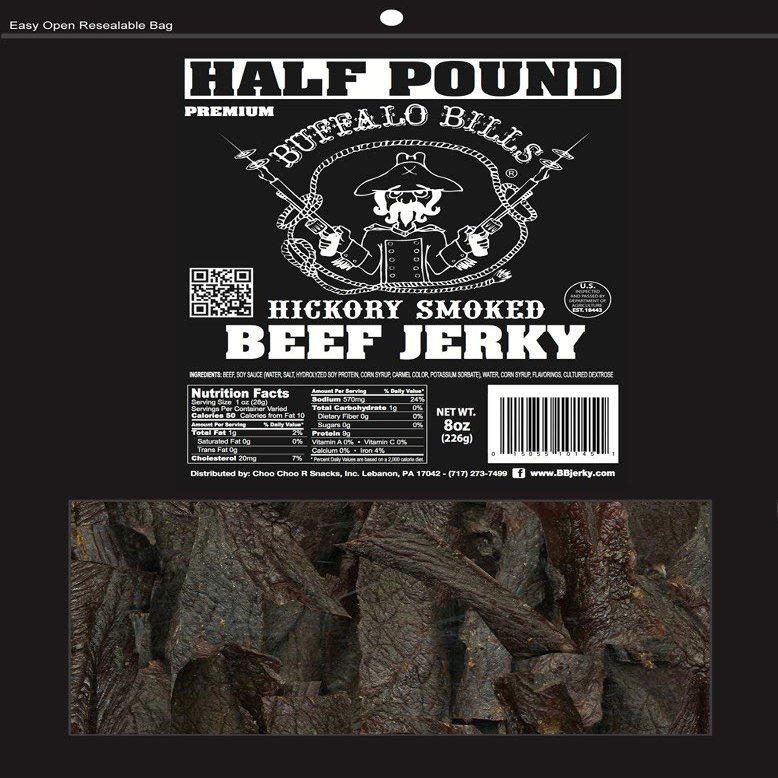 Buffalo Bills 8oz Premium Hickory Beef Jerky Pieces (hickory smoked jerky in random size pieces)