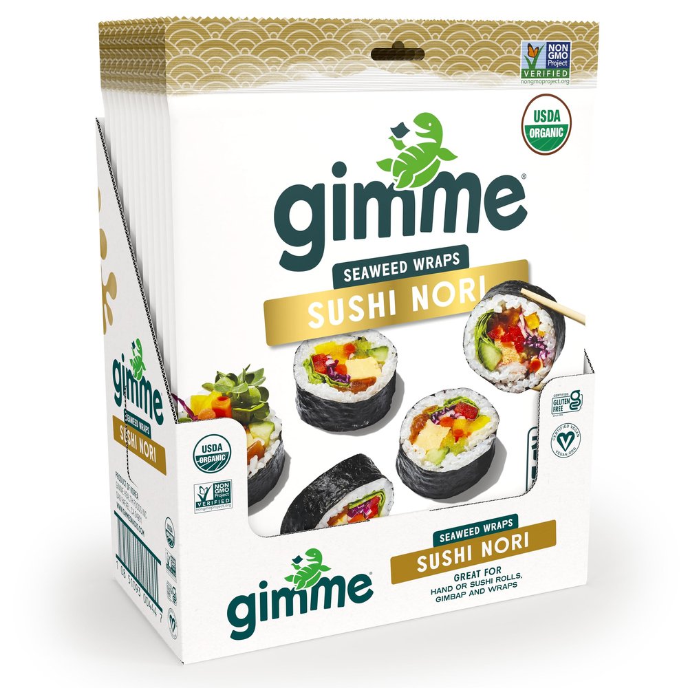 Gimme Seaweed Sushi Nori Premium Organic Roasted Seaweed Sheets, Keto, Vegan, Gluten-Free, Restaurant-style Sushi Nori Sheets 0.81 Ounce (Pack of 12)