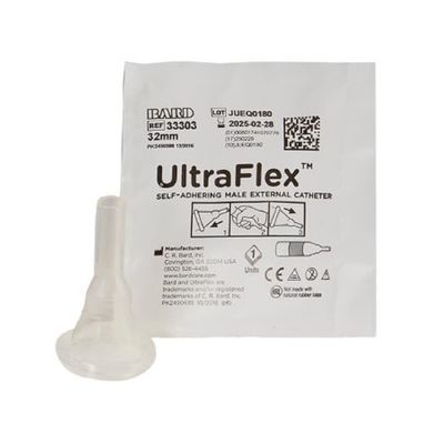 50 -Pack External Condom Catheter 32mm Rochester UltraFlex Self Adhering Silicone Intermediate #33003