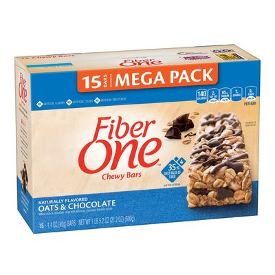 Fiber One Chewy Bar, Oats and Chocolate, 15 Fiber Bars Mega Pack, 5.2 oz