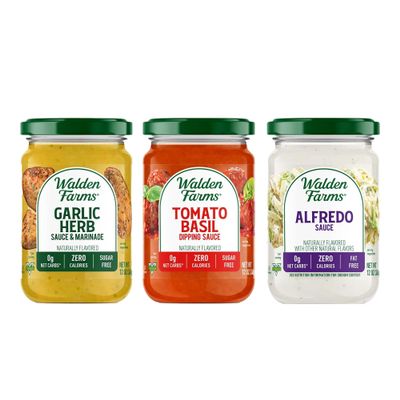 Walden Farms Variety Sauce Pack  Garlic Herb, Tomato Basil & Alfredo Sauces  Zero Calorie, Sugar Free, Keto & No Carb  3-Pack, 12 oz Bottles