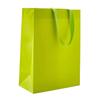 10" x 5" x 13" Lime Manhattan Matte - 100 Pack Satin Ribbon Handle Gift Tote Bags