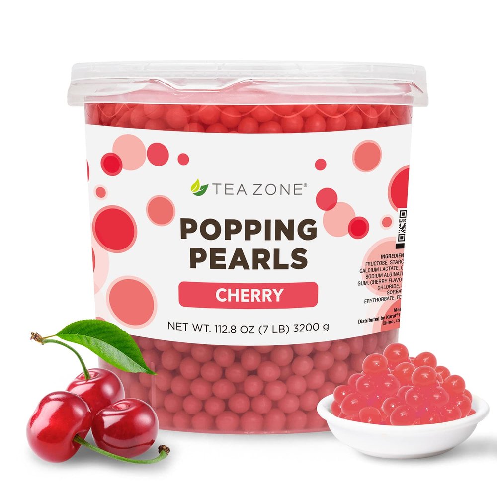 Tea Zone [7 Pounds] Cherry Popping Pearls for Boba Tea Beverages, Sweets, Ice Cream Topping | B2059