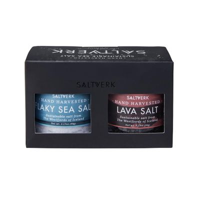 Saltverk Salt Gift Sets - Flaky, Lava, Birch Smoked, Arctic Thyme Sea Salts- Gourmet, Icelandic, Hand Harvested and Sustainably Made - Both 4 pk and 2 pk (3.17 Oz (Pack of 2), Flaky and Lava)