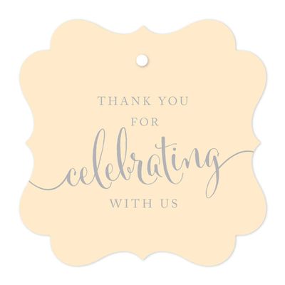 Andaz Press Fancy Frame Gift Tags, Thank You for Celebrating with Us, Ivory, 24-Pack, for Baby Bridal Wedding Shower, Birthdays, Anniversary, Graduation, Baptism, Christening