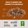 Erin Bakers Homestyle Double Chocolate Granola with Ancient Grains - Made from Natural Ingredients, Crunchy, Versatile Snack or Cereal - Vegan Friendly, Non-GMO, Resealable 160oz Bag, 1-Pack view 3