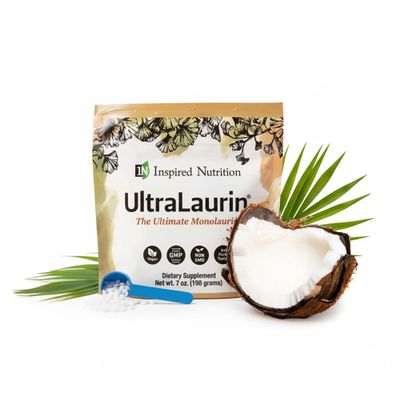 Inspired Nutrition UltraLaurin Monolaurin Supplement for Immune Support and Gut Health - Monolaurin Pellets - 7oz - 66 Servings, 3000 mg Each