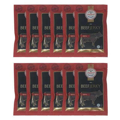 Aufschnitt Grass Fed Beef Jerky - Low Sodium, Certified Kosher - Made in USA - Keto Friendly - 12 Pack, Spicy