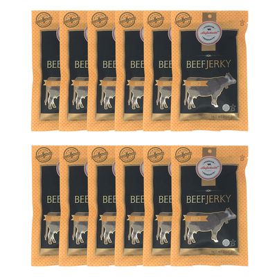 Aufschnitt Beef Jerky - Barbecue - 12 pack (2 oz each) - Kosher, Glatt, Star-K Certification, Gluten Free, All Natural, No Nitrites, Grass Fed Beef