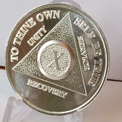 wendells 10 Year Silver Plated AA Anniversary Medallion Chip Serenity Prayer X