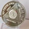 wendells 10 Year Silver Plated AA Anniversary Medallion Chip Serenity Prayer X view 1