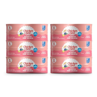 Chicken of the Sea Alaskan Pink Canned Salmon in Water, 5 Ounce Cans, 6 Packs of 4(24-Count) High Protein Skinless & Boneless Wild Caught Salmon Delicious Wild Salmon for Burgers, Pasta, & More